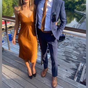 Aritzia Only Slip Midi Dress, Small, Copper Color